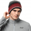 Jack Wolfskin Czapka dzianinowa (Beanie) Nordic Shadow z podszewką z polaru czerwono/szara męska